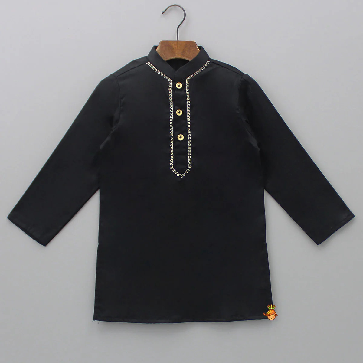 Black Embroidered Kurta With Jacket And Pyjama - Image 4