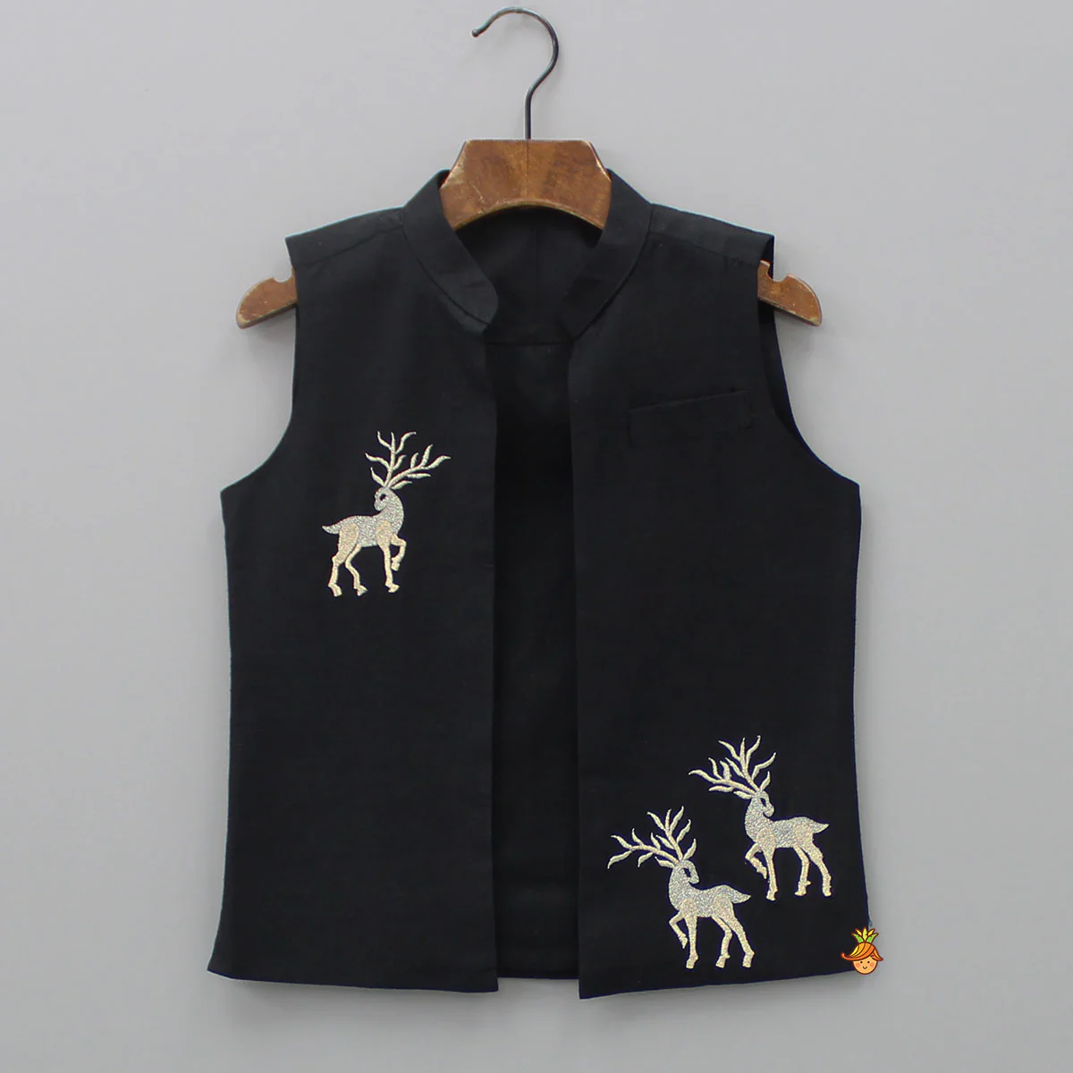 Black Embroidered Kurta With Jacket And Pyjama - Image 6