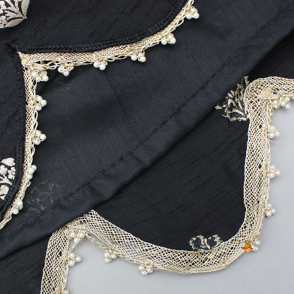 Black Embroidered Scalloped Hem Kurti - Image 10