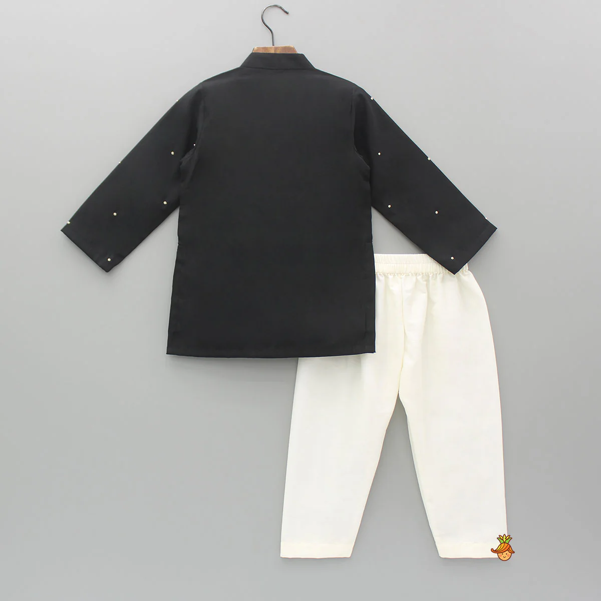 Black Hand Embroidered Kurta And Pyjama - Image 2