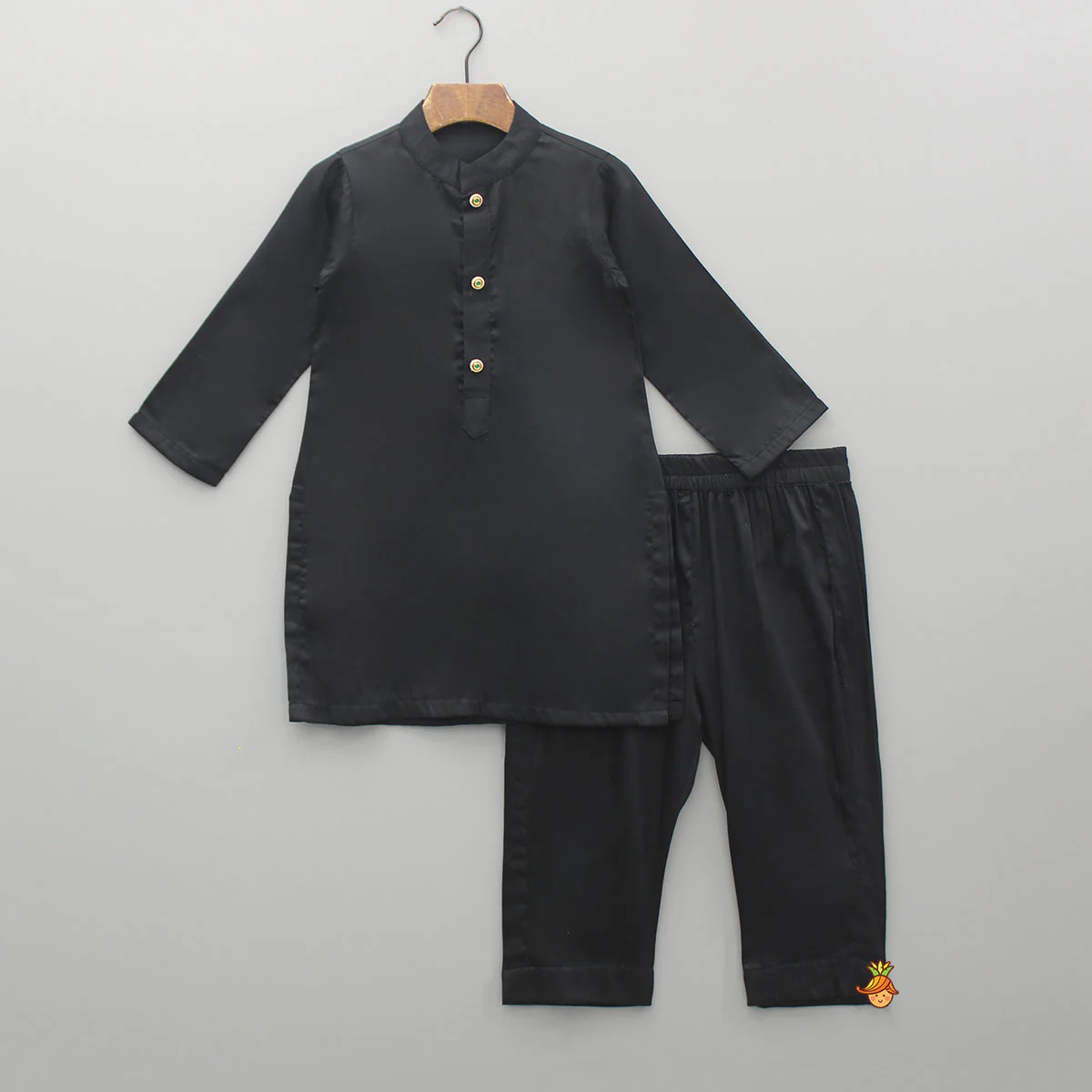 Black Kurta With Embroidered Jacket And Pyjama - Image 3