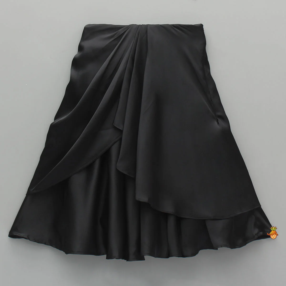 Black One Shoulder Top With Drape Style Skirt - Image 4