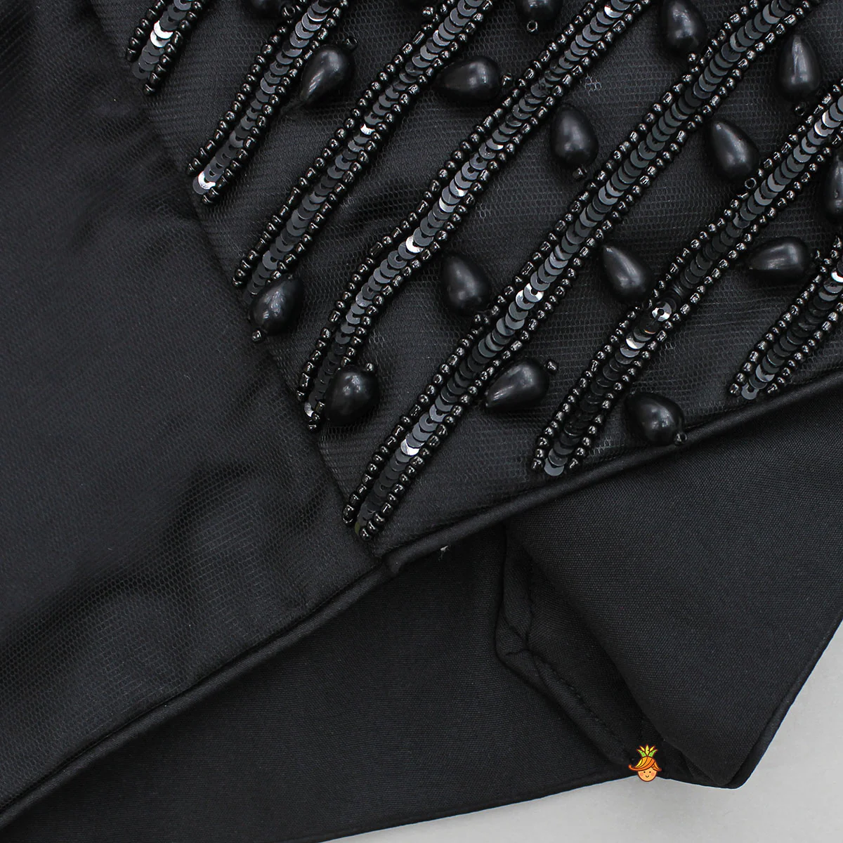 Black One Shoulder Top With Drape Style Skirt - Image 5