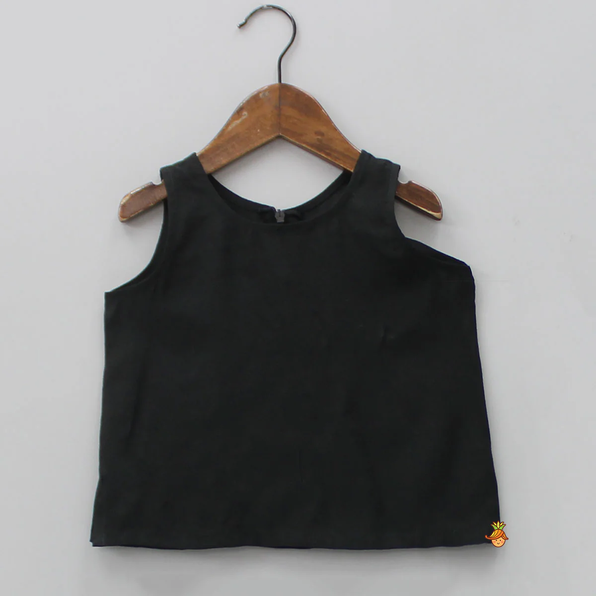 Black Top With Pom Poms Detailed Embroidered Cape And Palazzo - Image 4