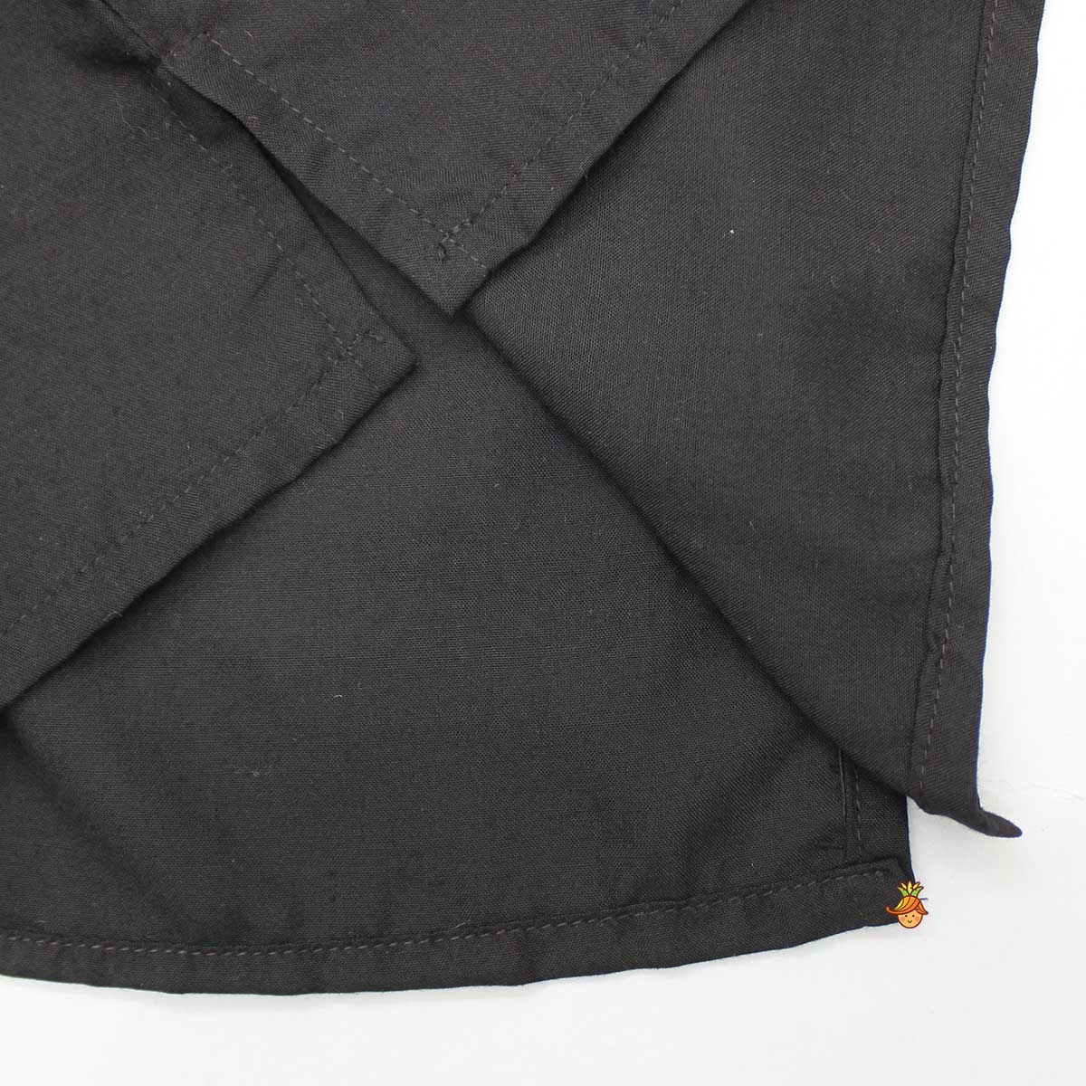 Black Top With Pom Poms Detailed Embroidered Cape And Palazzo - Image 7
