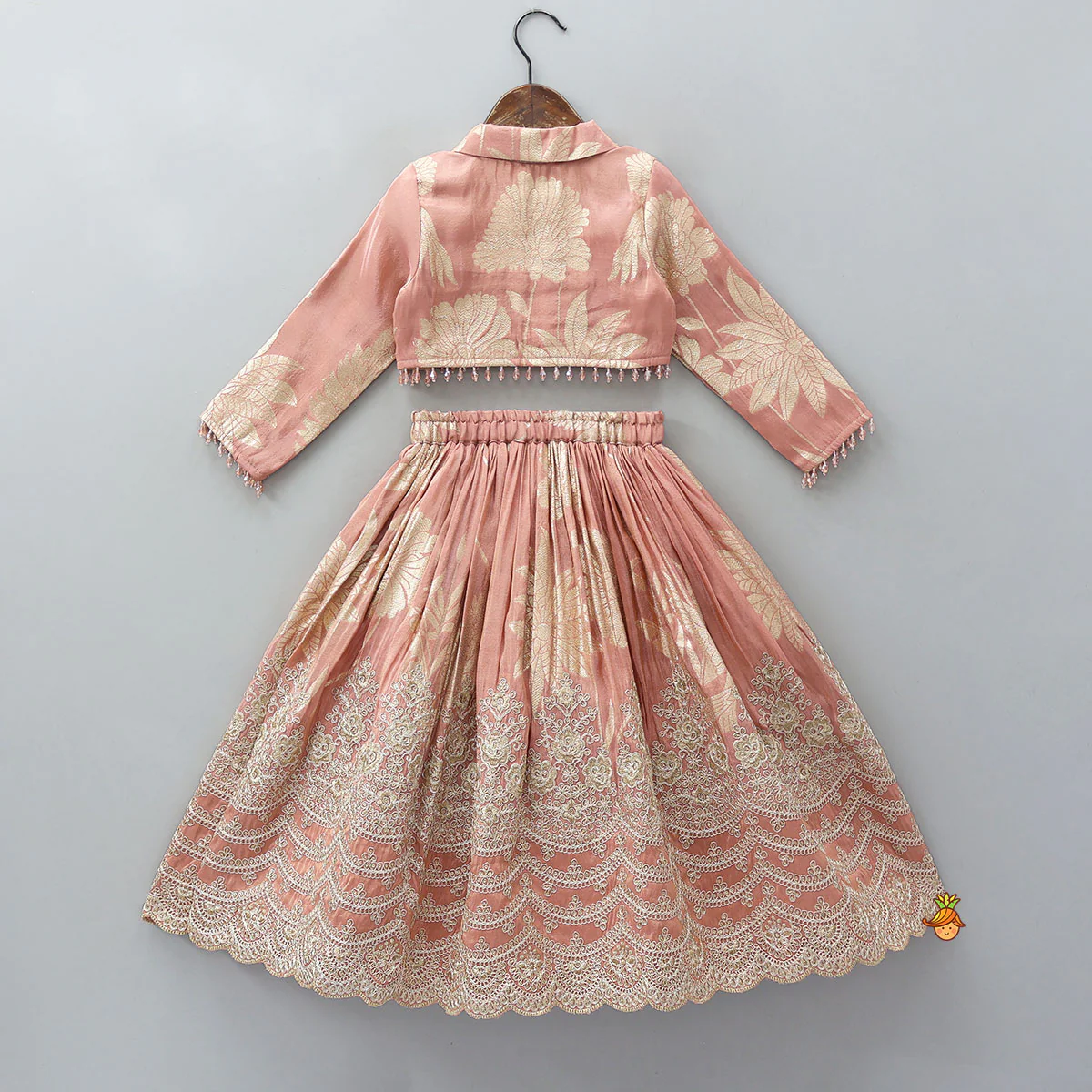 Blazer-Style Top And Scalloped Hem Lehenga - Image 2