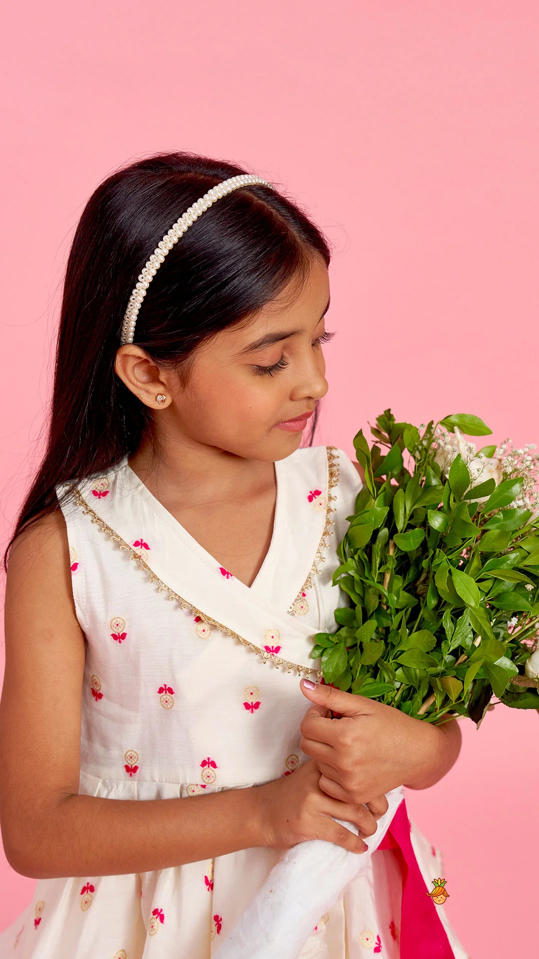 Block Print Off-White Kurta And Palazzo Set - Image 5
