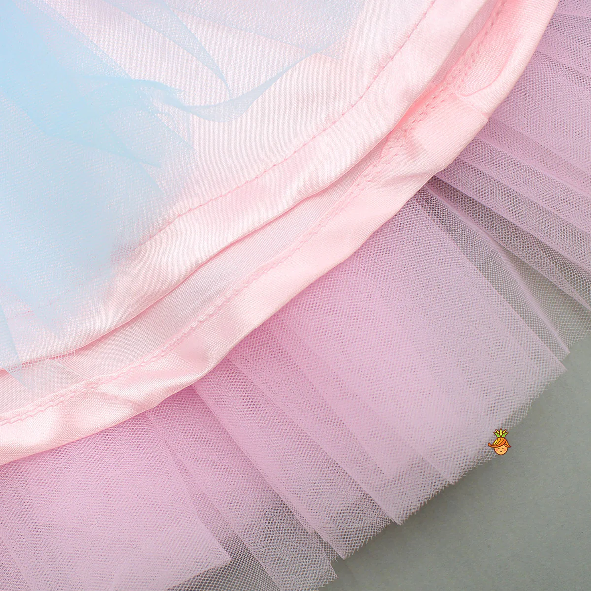 Blue And Pink Satin Dress With Sea Creature Embroidery - Image 4