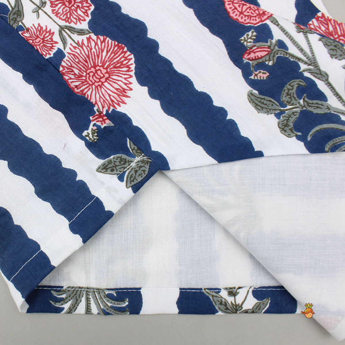 Blue And White Floral Printed Waistcoat Style Top With Skirt - Image 5