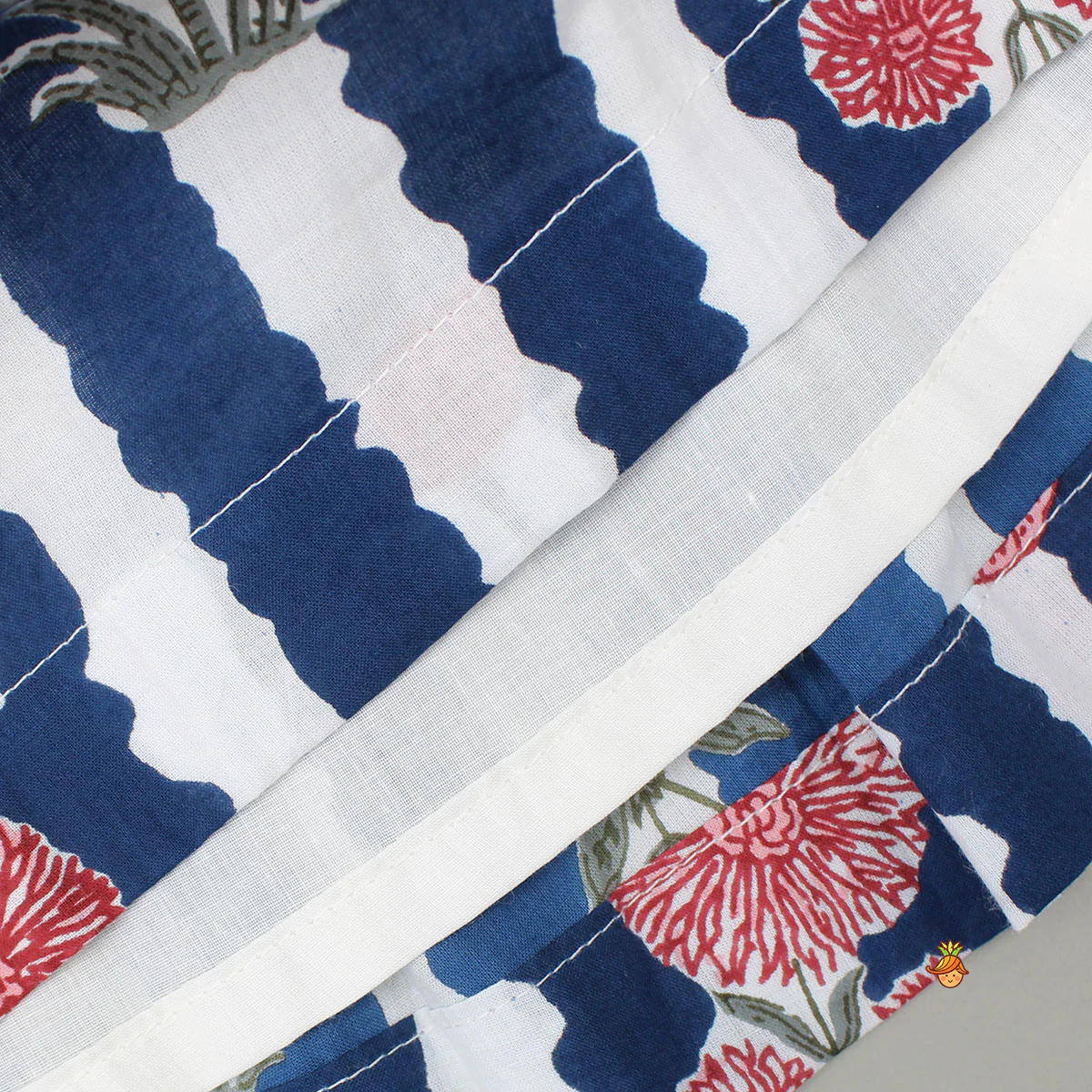 Blue And White Floral Printed Waistcoat Style Top With Skirt - Image 6