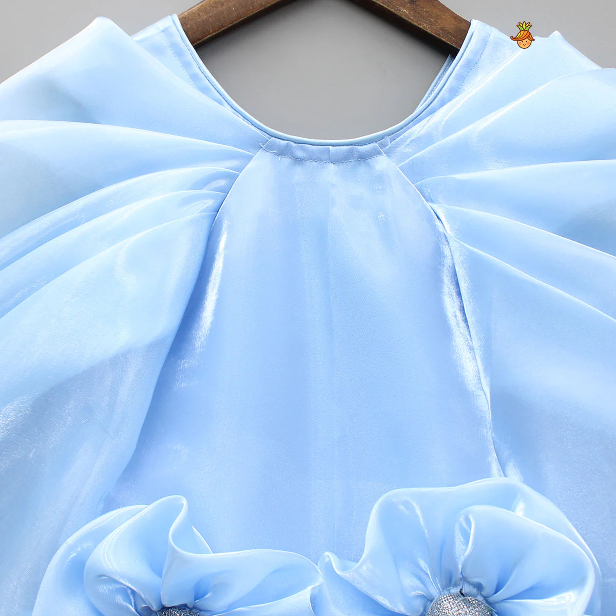 Blue Artificial Flowers Embellished Dress - Image 3