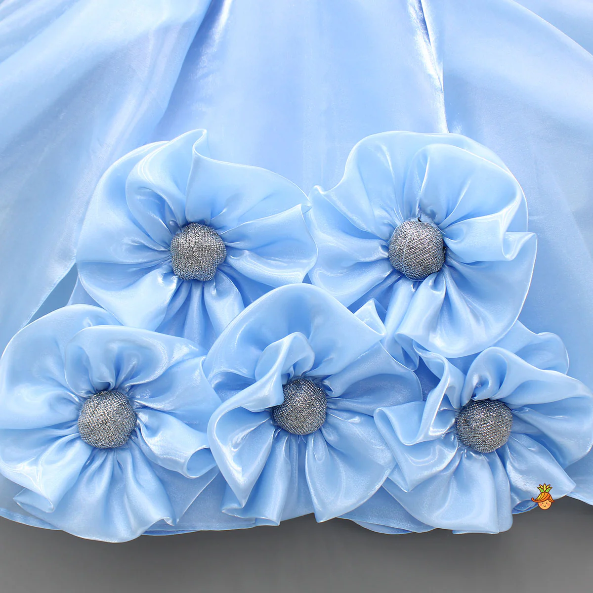 Blue Artificial Flowers Embellished Dress - Image 4