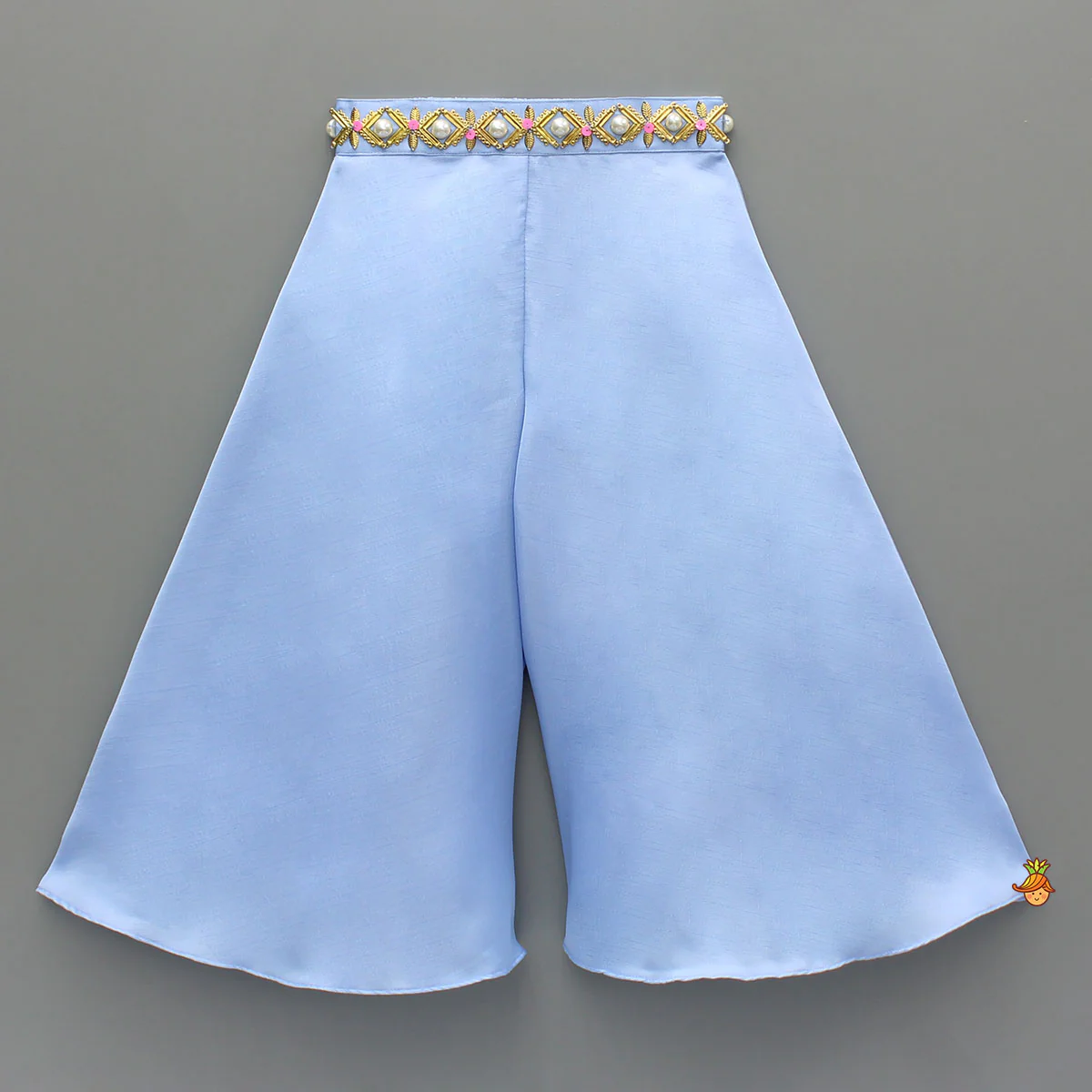 Blue Draped Embellished Top With Palazzo - Image 4