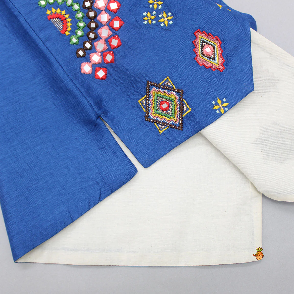 Blue Embroidered Jacket With Kurta And Pyjama - Image 8