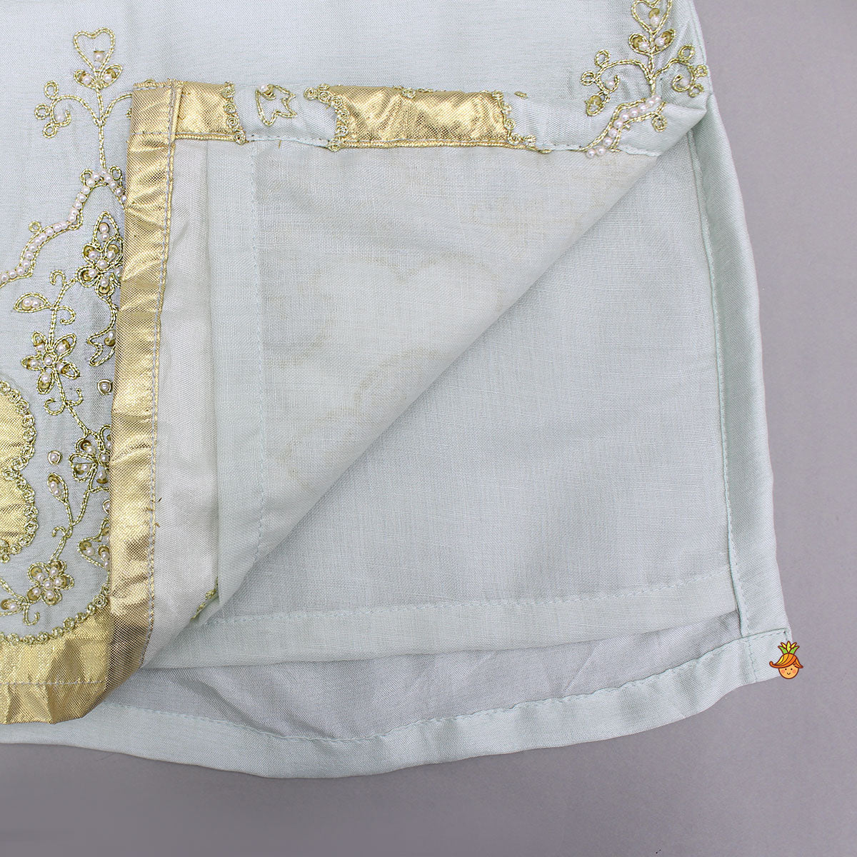 Blue Embroidered Silk Kurta And White Pyjama - Image 5