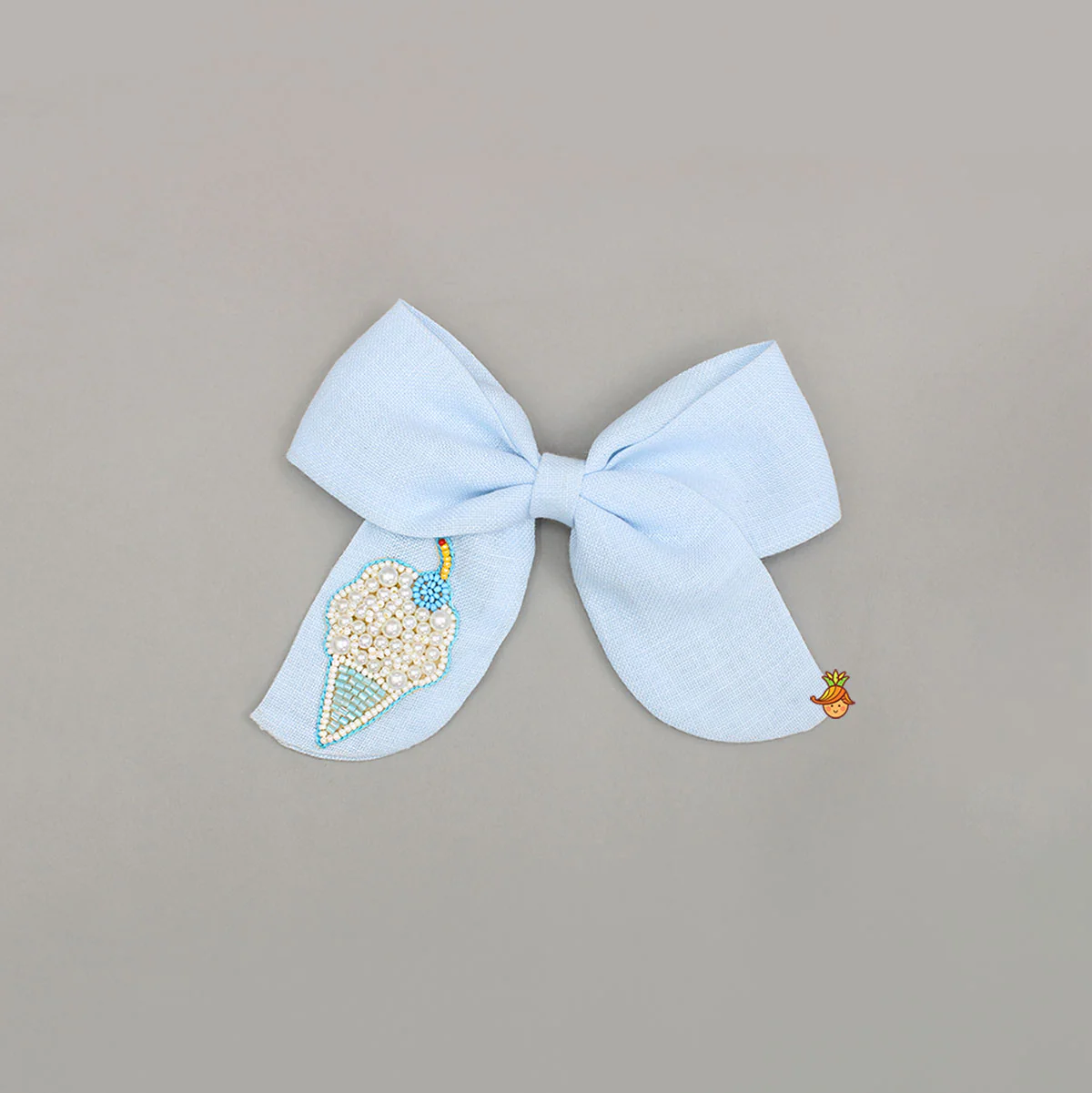 Blue Ice Cream Embroidered Bowie Hair Clip