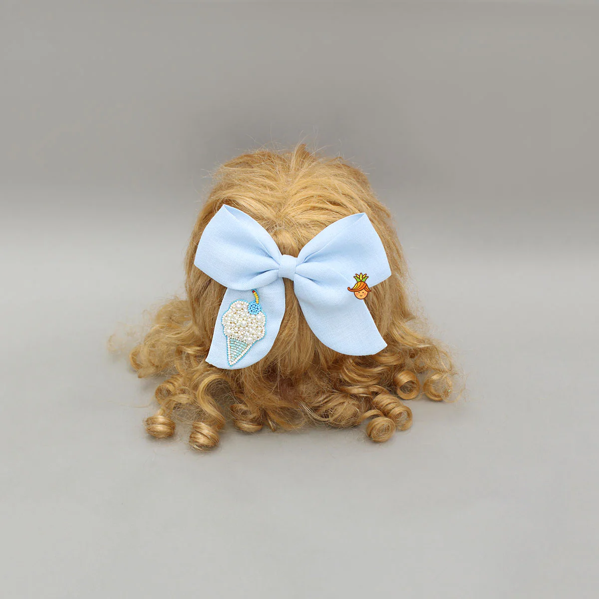 Blue Ice Cream Embroidered Bowie Hair Clip - Image 4