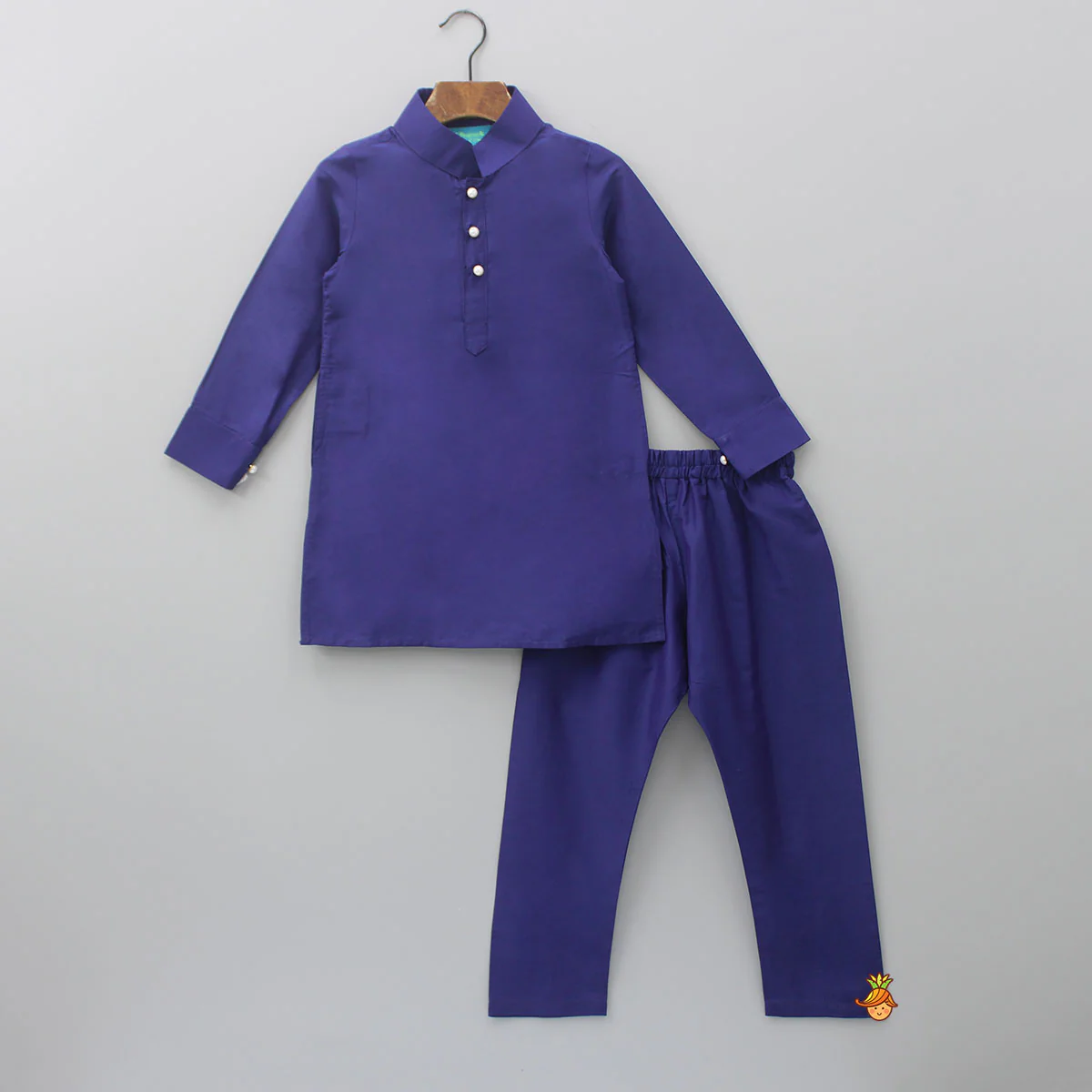 Blue Kurta With Printed Stylish Jacket And Pyjama - Image 3
