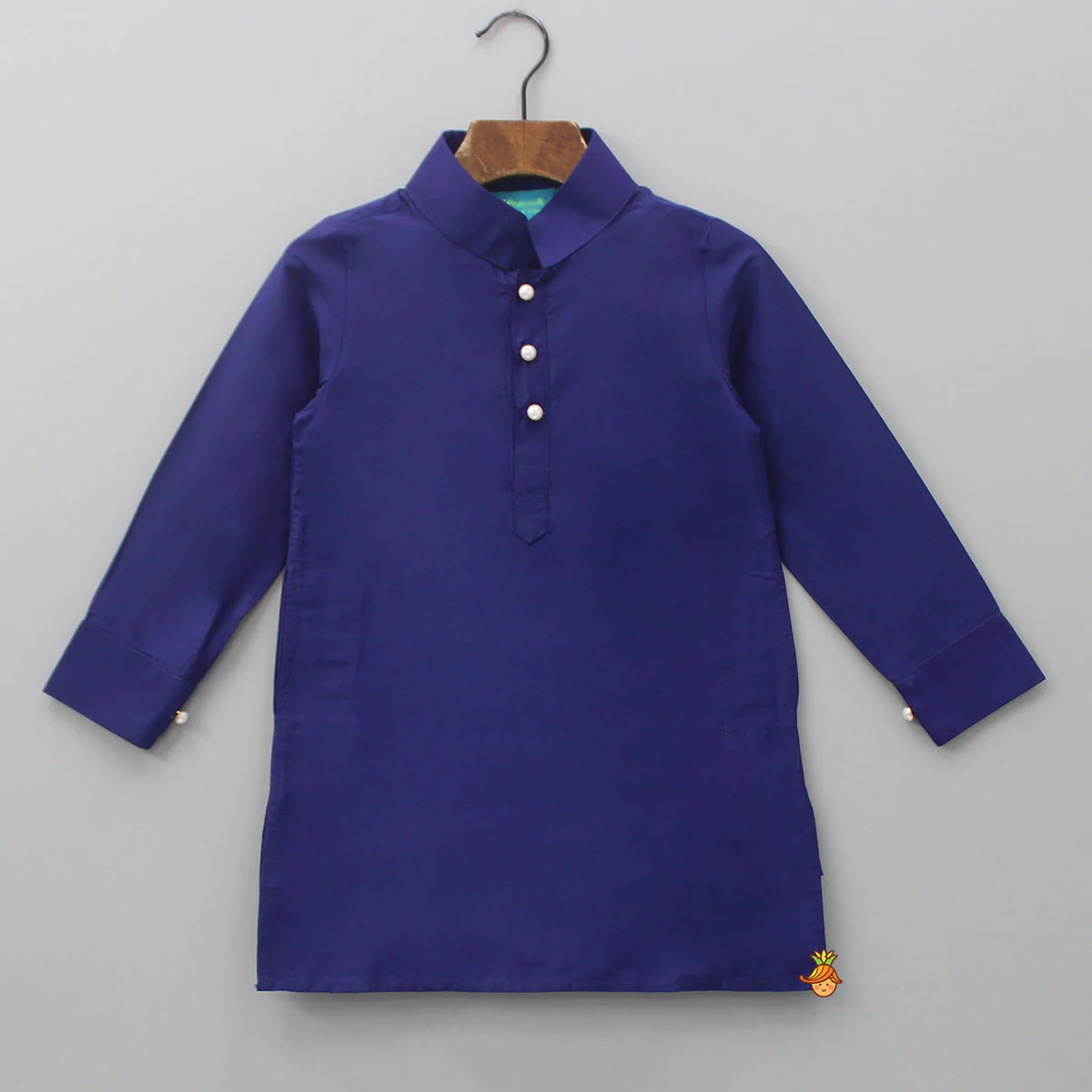 Blue Kurta With Printed Stylish Jacket And Pyjama - Image 4
