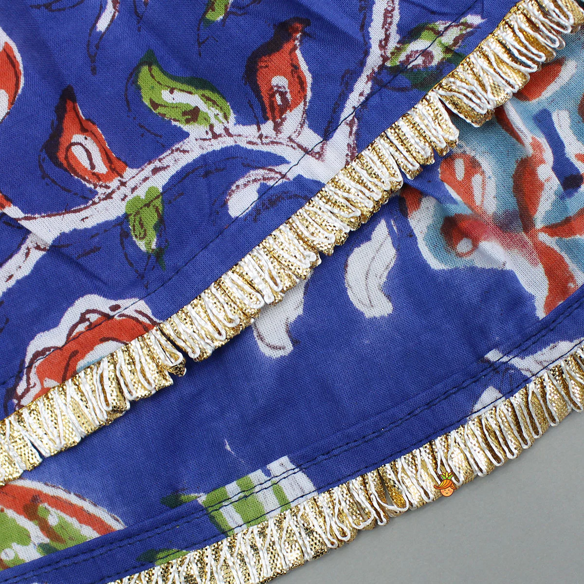 Blue Multicolored Printed Angarkha Style Kurti And Sharara - Image 5