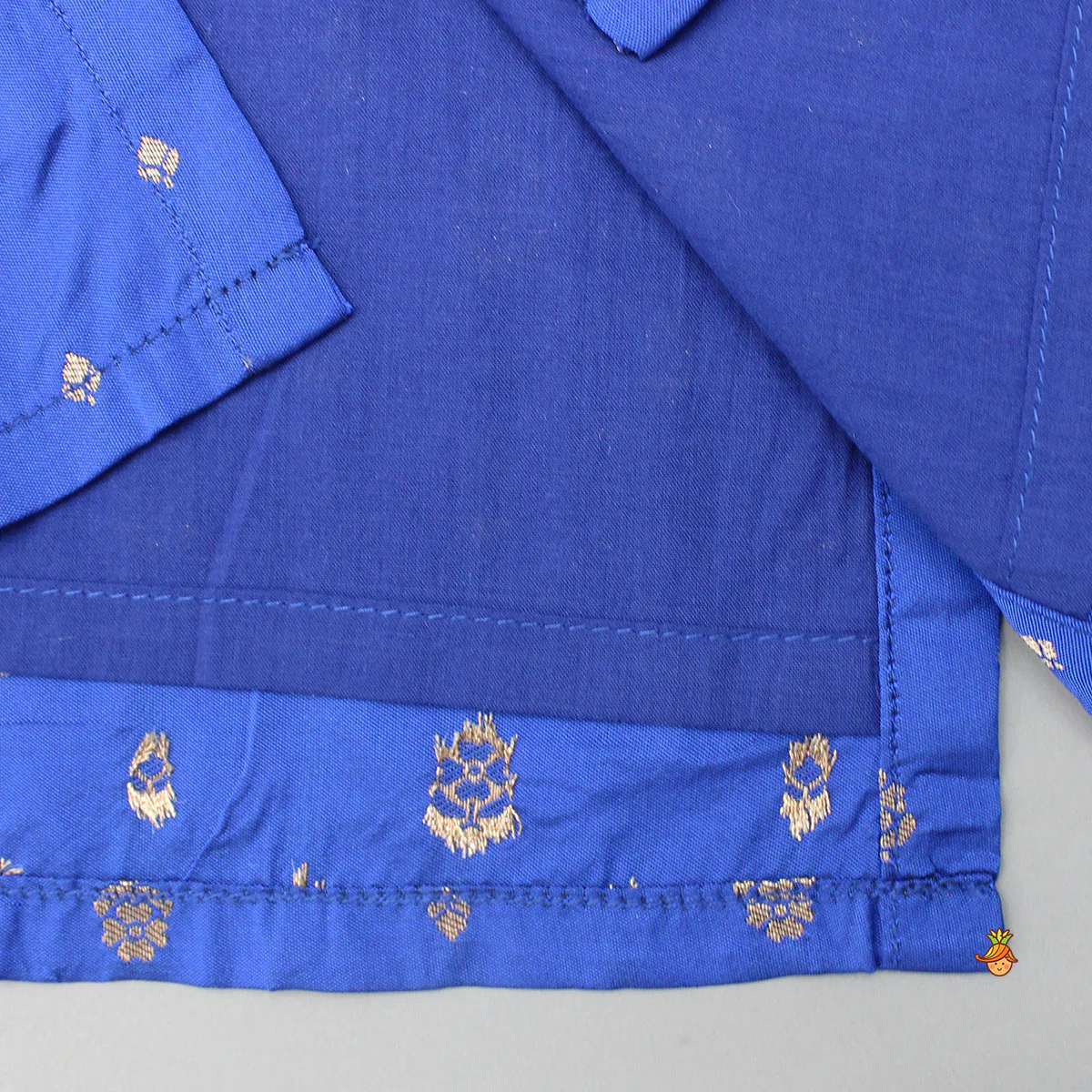 Blue Brocade Kurta With White Pyjama - Image 5