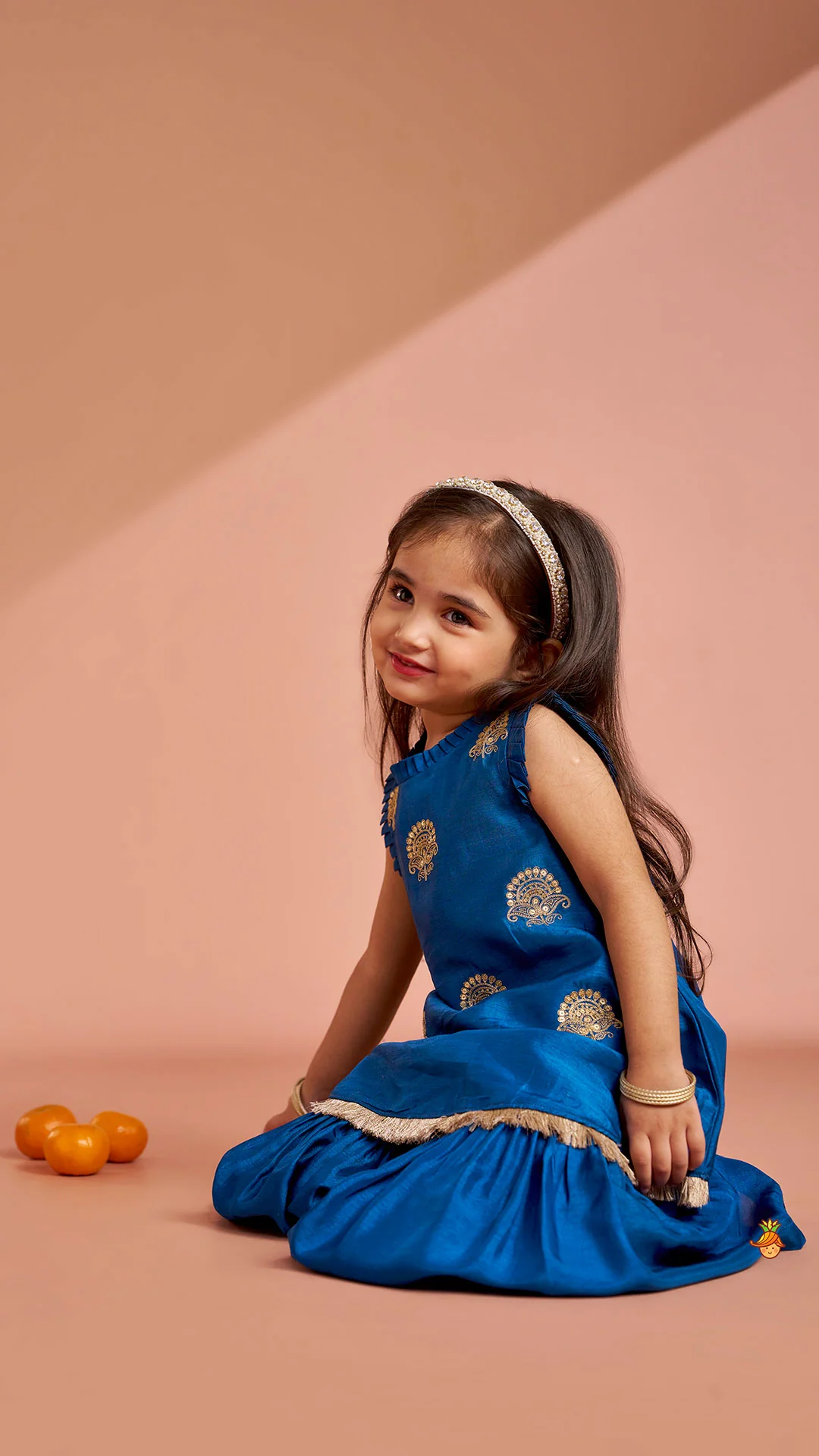 Pleat Detailed Zari Embroidered Kurti With Sharara And Dupatta - Image 7
