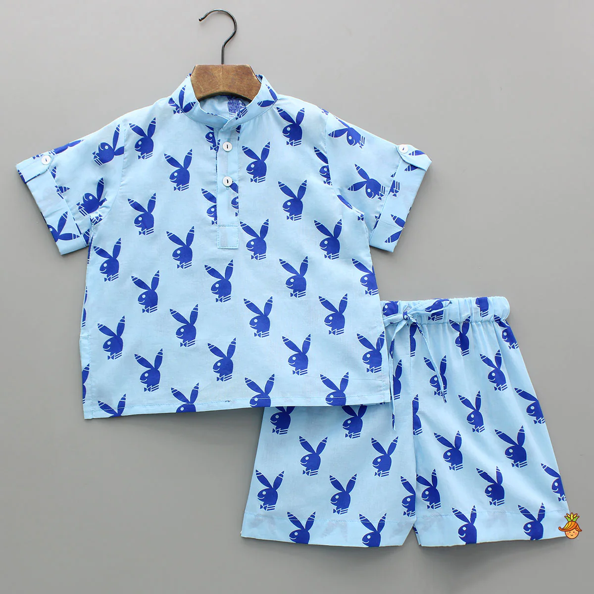 Blue Printed Cotton Sleepwear