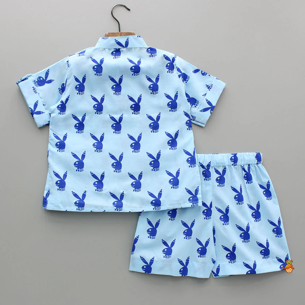 Blue Printed Cotton Sleepwear - Image 2