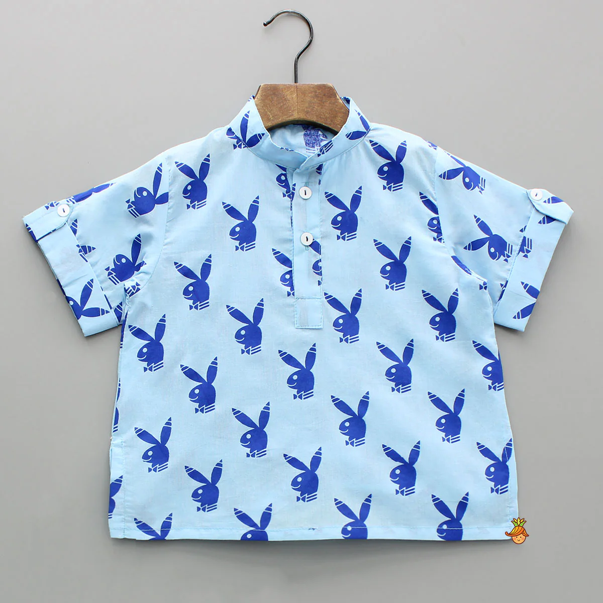 Blue Printed Cotton Sleepwear - Image 3