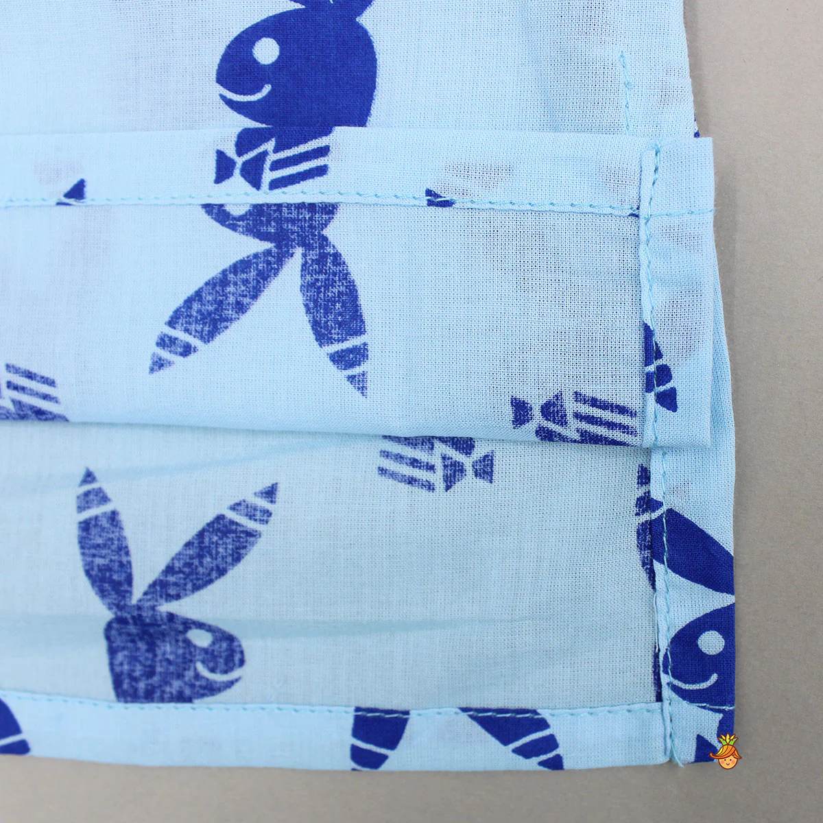 Blue Printed Cotton Sleepwear - Image 5