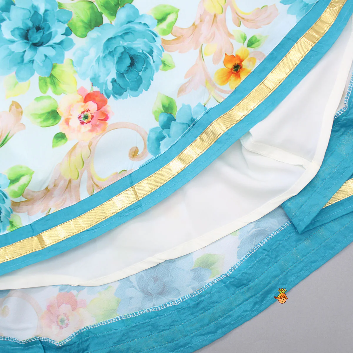 Blue Top And Floral Printed Lehenga With Net Dupatta - Image 7