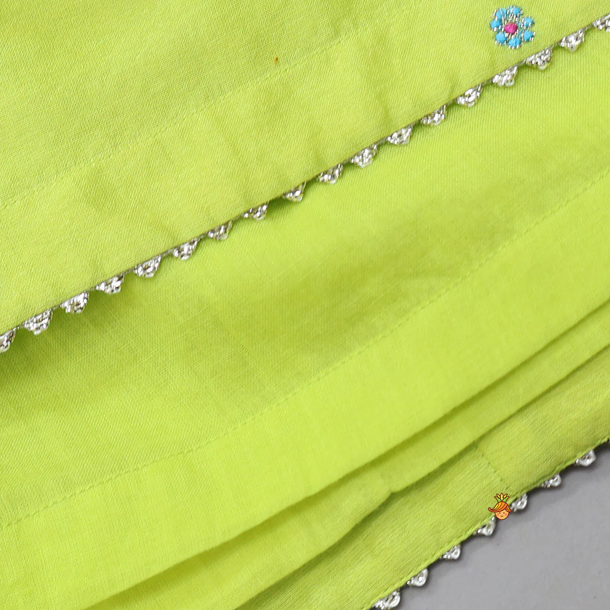 Booti Work Kurti And Sharara With Matching Scalloped Dupatta - Image 6