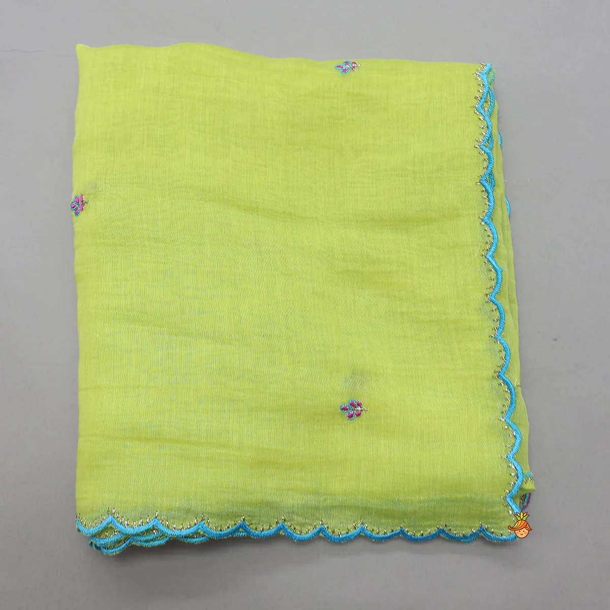 Booti Work Kurti And Sharara With Matching Scalloped Dupatta - Image 7