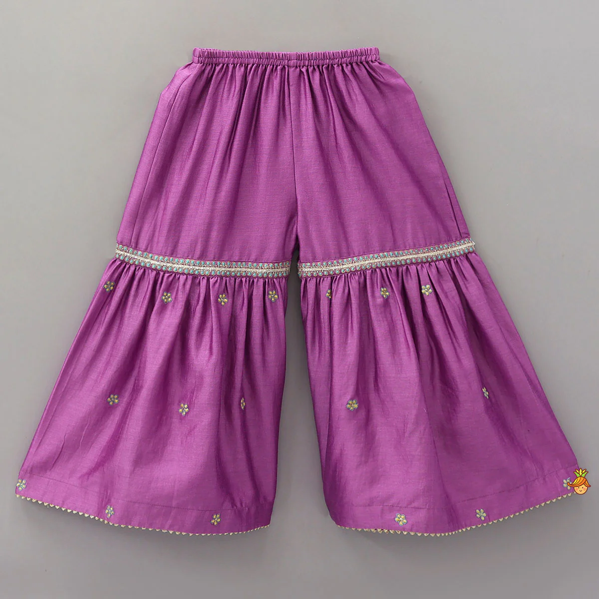 Booti Work Kurti And Sharara With Scalloped Dupatta - Image 5
