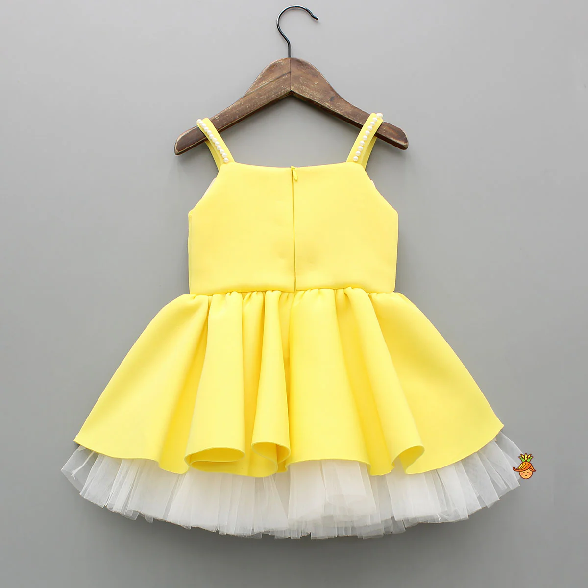 Bow Embellished Yellow Strappy Flared Dress - Image 2
