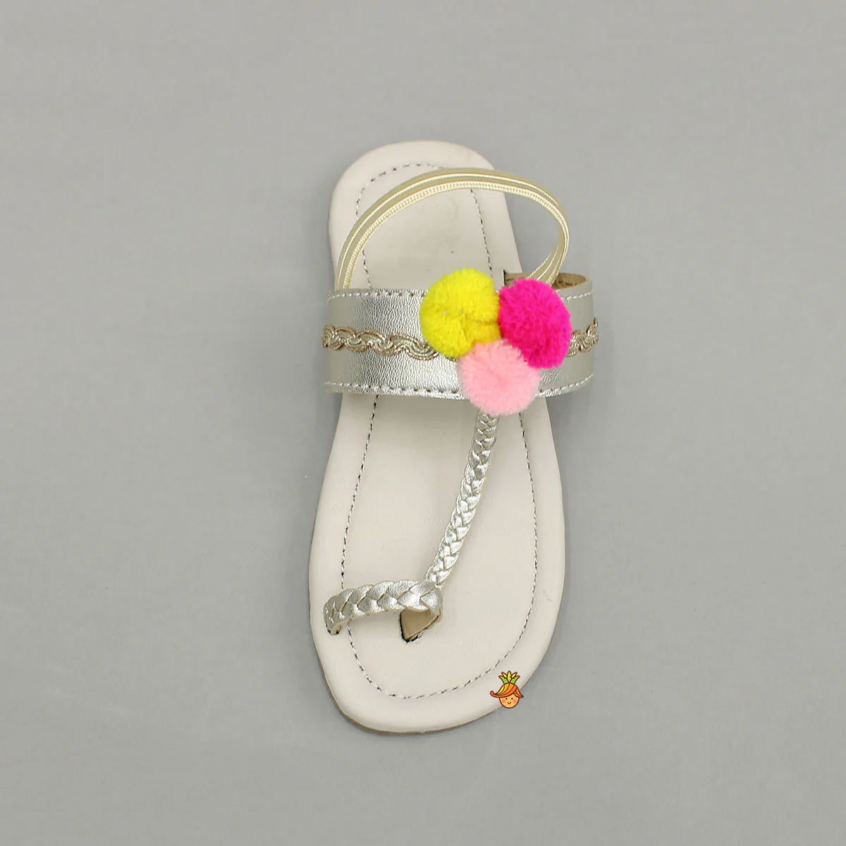 Braided Toe-Ring Kolhapuri Flats With Pom-Pom Adornments - Image 4