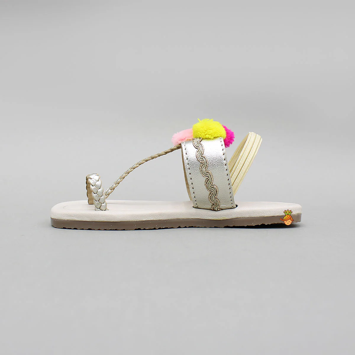Braided Toe-Ring Kolhapuri Flats With Pom-Pom Adornments - Image 5