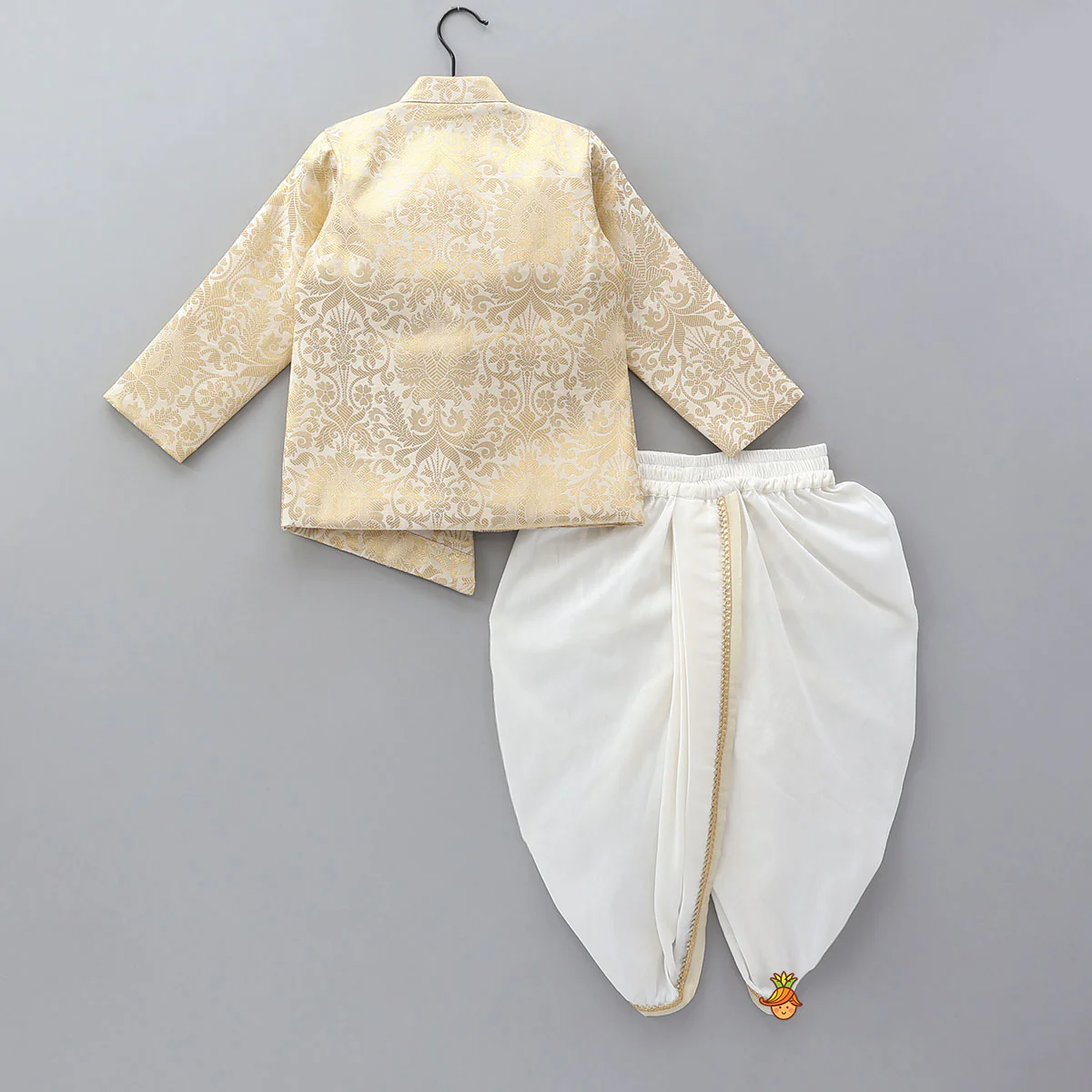 Brocade Asymmetric Sherwani And Dhoti - Image 2