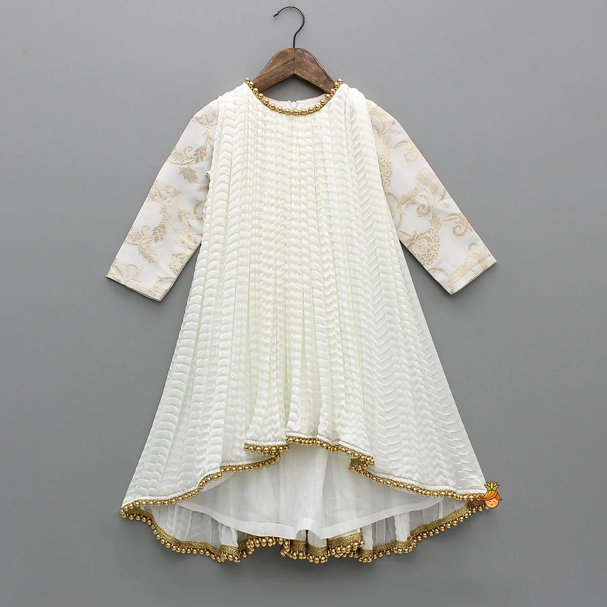 Brocade Sleeves High Low Kurti