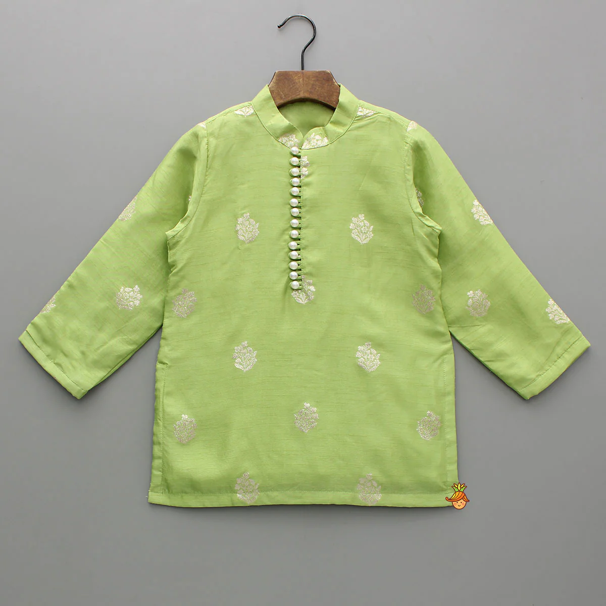 Brocade Green Kurta And Pyjama - Image 3