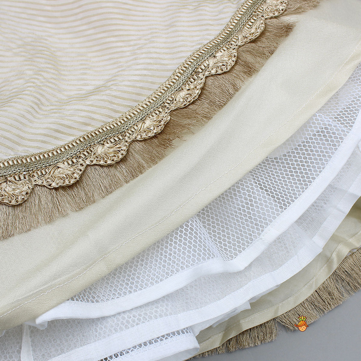 Brocade High-Low Top And Lehenga With Gota Lace Work Dupatta - Image 11