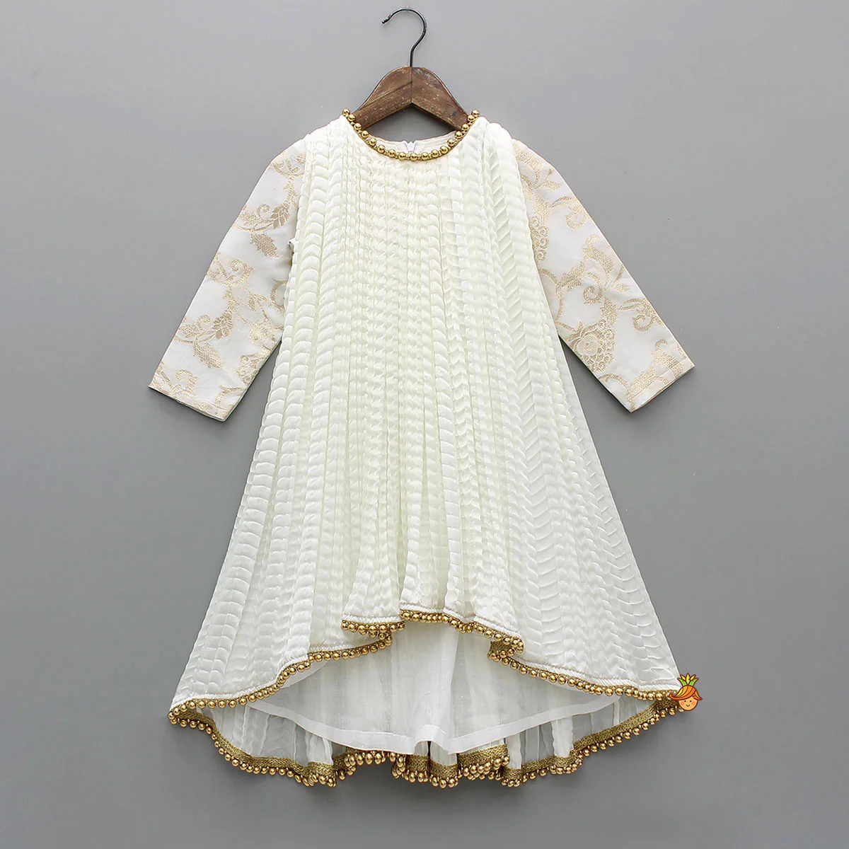 Brocade Sleeves High Low Kurti