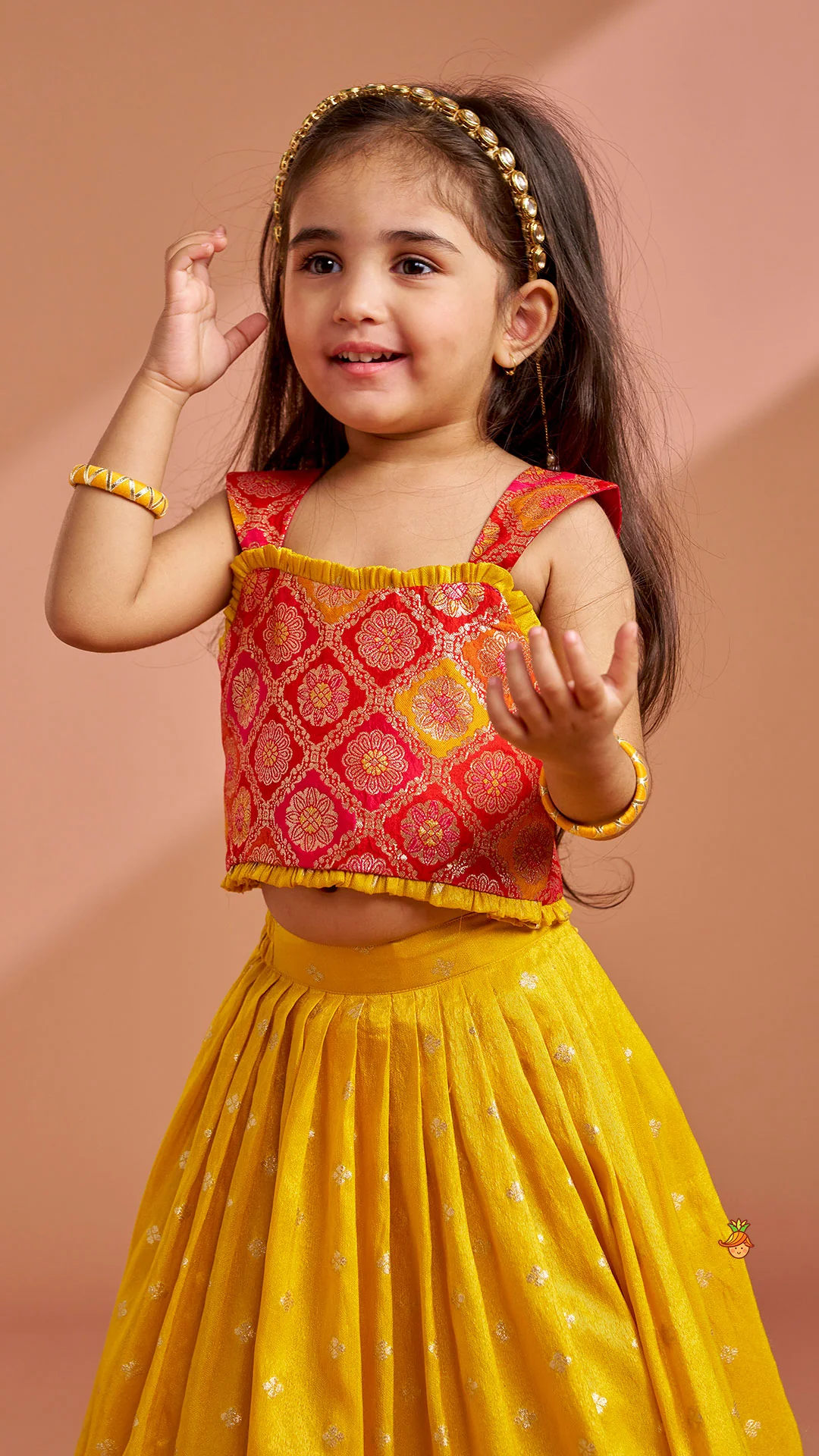Brocade Top With Lehenga And Dupatta - Image 6