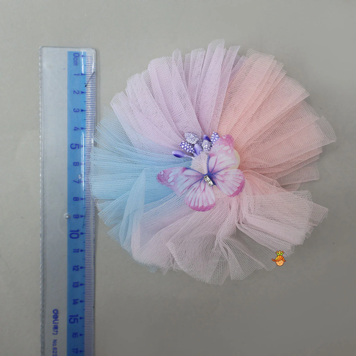 Butterfly Adorned Multicolour Frilly Hair Clip - Image 3