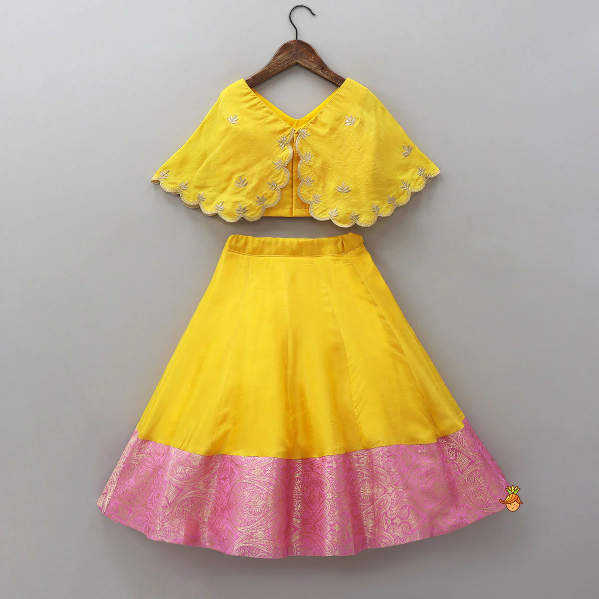 Cape Crop Top And Brocade Work Lehenga - Image 2
