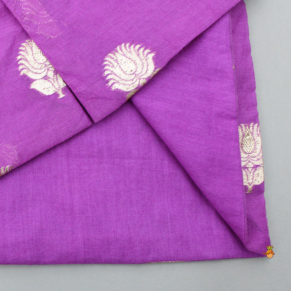 Chanderi Asymmetric Purple Kurta And Pyjama - Image 5