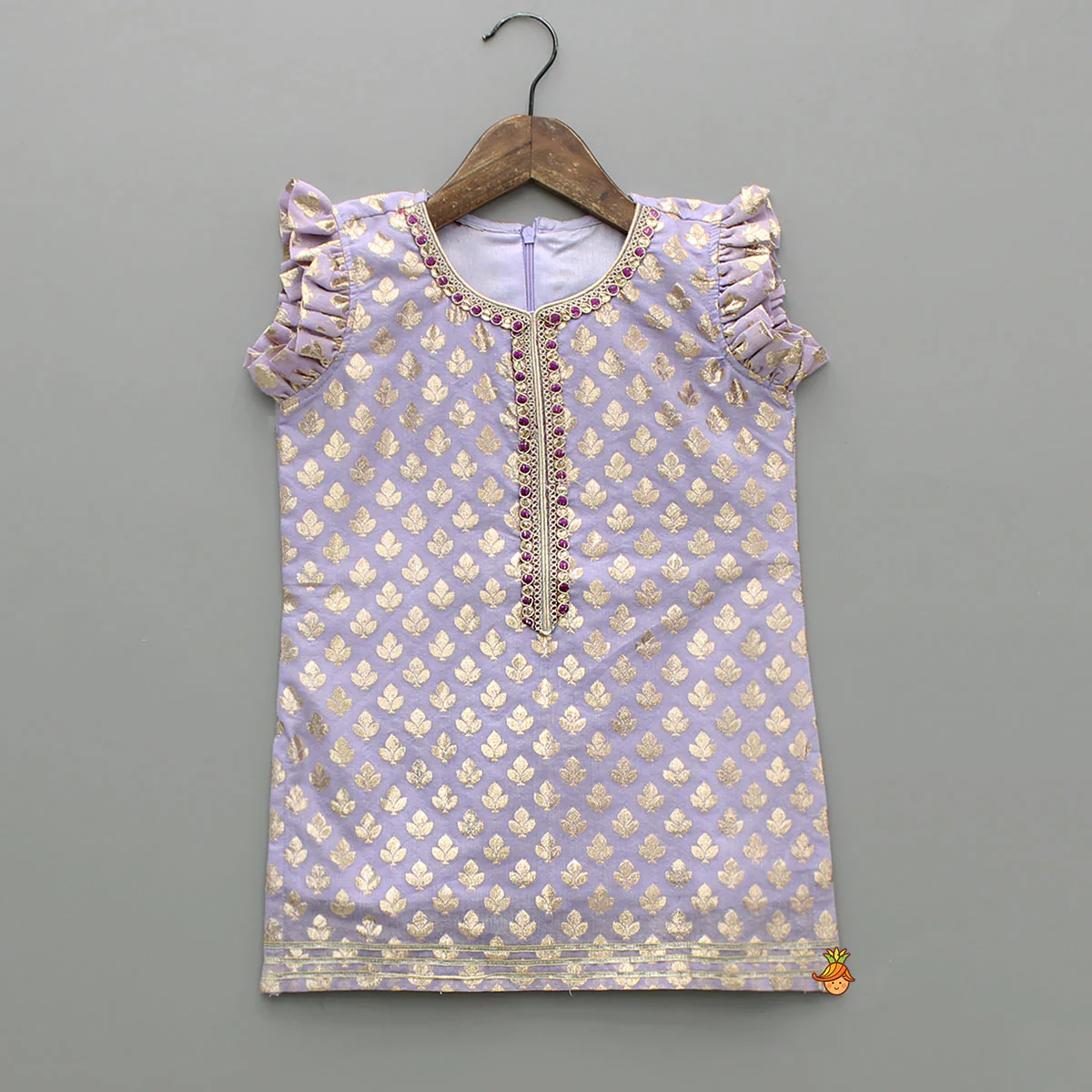 Chanderi Embroidered Kurti With Palazzo And Dupatta - Image 4