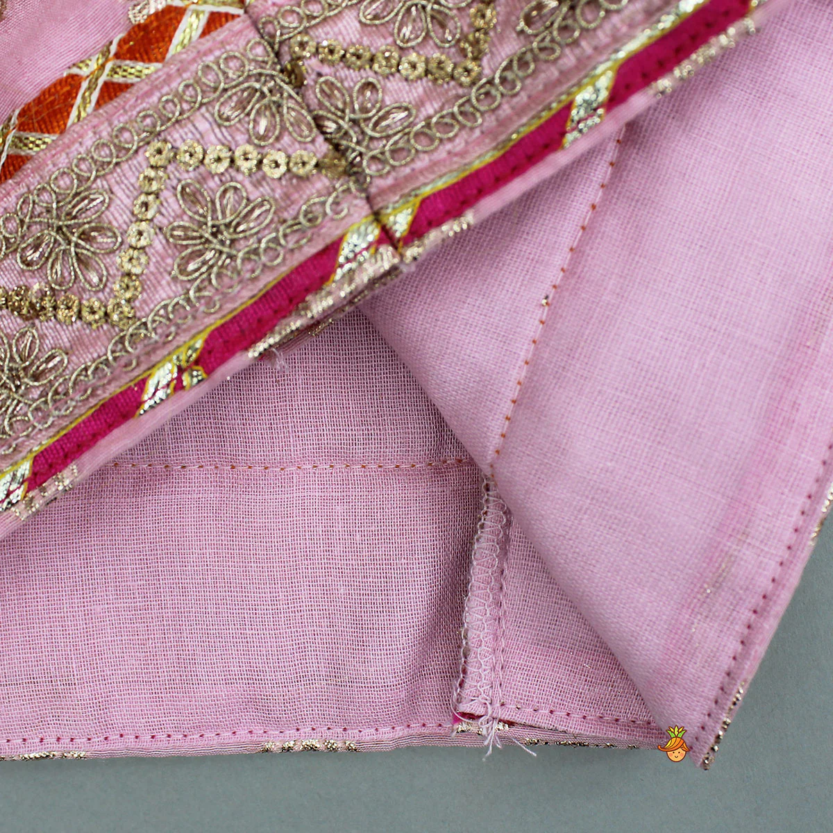 Chanderi Embroidered Top With Dual Layered Lehenga And Dupatta - Image 9