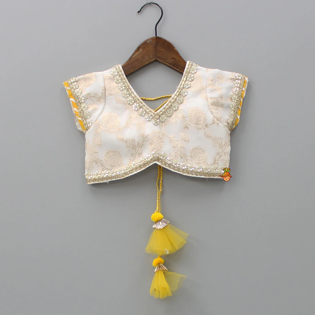 Chanderi Embroidered Top With Lehenga And Net Dupatta - Image 4