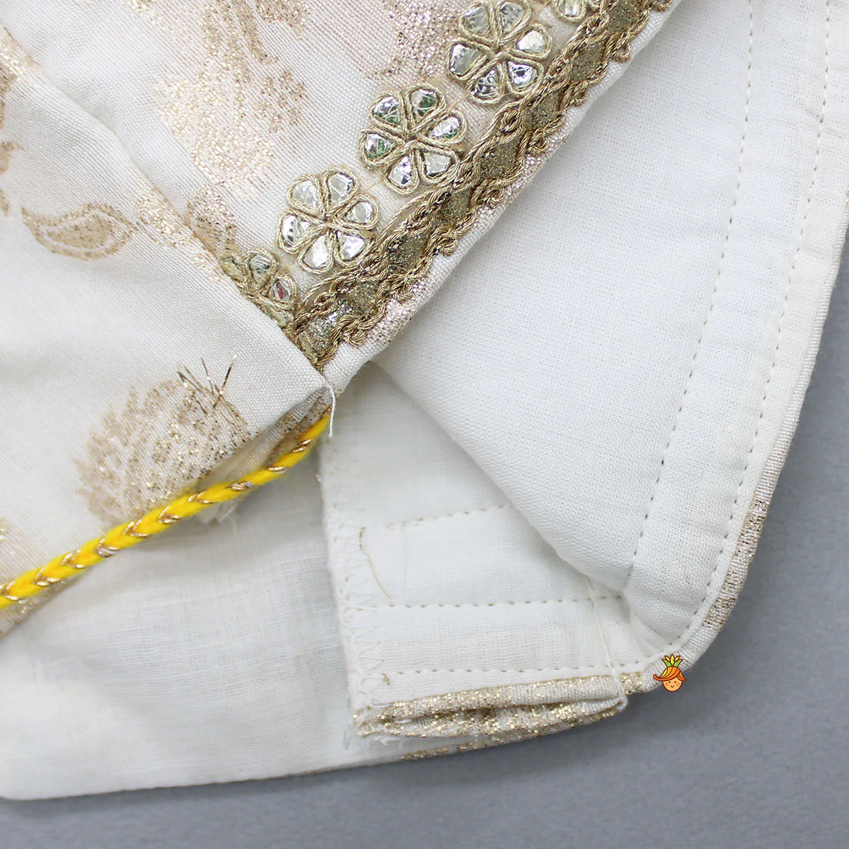 Chanderi Embroidered Top With Lehenga And Net Dupatta - Image 6